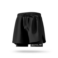 APC雙層泳褲 透氣速乾高彈性 鬆緊綁帶 假兩件式男士泳褲