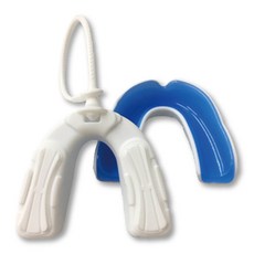 NORDITION 空手道 運動牙套 曲棍球護牙套 成人雙層(送收納盒) 附牙套繩 台灣製 護齒 護牙 熱塑 合齒型 跆拳 橄欖球拳擊, 白藍色, 1套裝