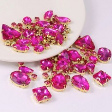 백 재봉 세팅 라인석 프롱 금속 모양 유리 혼합 Choupee 130PCs 클로, rose, 1개