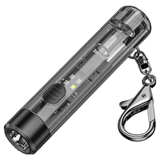 微笑鯊 TIP0020 透明強光手電 LED迷你鑰匙扣手電筒 紅藍閃警示燈, 1個, 微笑鯊 TIP-0020 透明強光手電