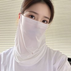 防曬面罩 夏季防曬面罩女全臉防紫外線開車騎行面紗雛菊口罩遮脖子護頸脖套, 1個, 【女士一件】冰絲白