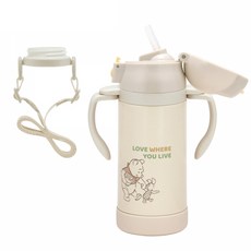 Skater Winnie the Pooh 兒童保溫吸管水壺 350ml 附肩帶, 維尼LOVE, 1個
