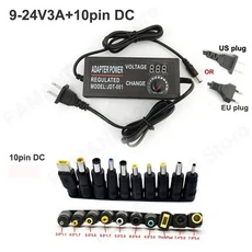 조정 범용 어댑터 전압 전원 공급 장치 24W 36W AC-DC 3V-12V 9V-24V 220V, 05 9V-24V 3A, 02 미국, 1개