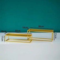 金色幾何展示架 點心盤 蛋糕架 水果盤 糖果盤 甜品臺擺件 28cm x 18.5cm, 1個, 長方組合