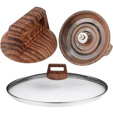 2Pcs 냄비 뚜껑 나무 손잡이 범용 교체용 팬 나사 주방용 커버 잡기, Dark Brown