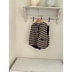 Olli kids 兒童韓系條紋燈籠馬甲 女童秋季小眾設計感背心 百搭坎肩