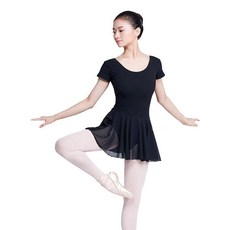 Daydance 십대 소녀 여성 성인 스커트 레오타드 댄스 드레스 발레 에어로빅 A 사이즈 업 만 12~14세 블랙. XS 403885