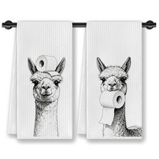 CosxHabitat 재미있는 알파카 욕실 핸드 타월 여성용 선물 라마 애호가를 위한 화장실 화장실용 장식용 40.6 x 61cm(16 24인치) 2개 세트, Alpaca