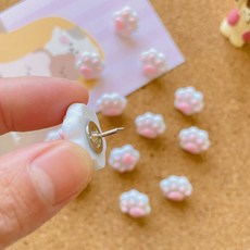 可愛貓爪圖釘裝飾按釘套裝，創意造型大頭釘，適用軟木板、照片牆，留言板裝飾美工釘, 貓爪圖釘【釘長9mm】,5個/袋裝, 1個