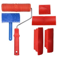 목재 곡물 공구 세트 6pcs 7 인치 곡물 페인팅 도구 나무 질감 페인트 롤러 나무 패턴 도구 벽 예술을위한