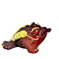 雙色茶寵招財金蟾擺件，茶道配件遇熱變色，精緻茶席裝飾，招財納福, 加大號實心金蟾(變紅色), 1個