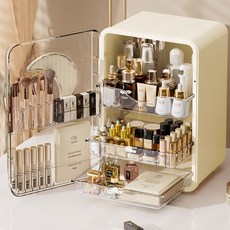 세로형 화장품 수납박스 브러쉬부터 립스틱까지 대용량 화장품 정리함 방수방진, 우아 화이트, 1개 우아 화이트, 1개