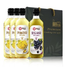 백설 카놀라유 900ml 3입+포도씨유 900ml 1입 선물세트 (올리브컬러), 1세트