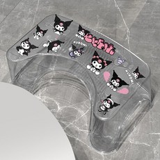 可愛卡通庫洛米馬桶凳 家用蹲坑神器 衛生間兒童成人墊腳凳, 透明 庫洛米貼紙 升級款