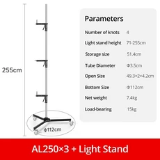 AMBITFUL AL250 건 그립 라이트 스탠드 1/4 및 3/8 나사 스튜디오 플래시 LED 소프트 박스용 접이식 삼각대