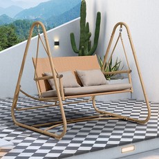 紫葉維爾吊椅 吊床搖椅 搖籃椅 陽台鞦韆 鳥巢吊籃 單人雙人室內秋千網紅藤椅, 升級款密藤款雙人吊椅【高強度合金鋼支