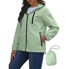 CRIPOM 경량 레인 재킷 여성용 패커블 윈드 브레이커 라이트 방수 여행용 우비 S-XXL 블랙. XL 308859, Medium, 초록색
