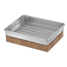 InterDesign Formbu 비누 접시 브러시드 스테인리스 스틸 천연 대나무 131956, InterDesign Formbu 비누 접시, 브러시드