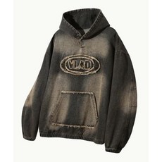 디미트리 블랙 DIMITRI BLACK VLAD 데님 아플리케 후드 티셔츠_더스트