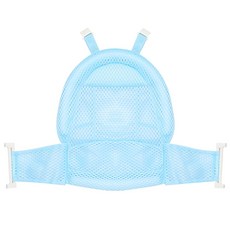 嬰兒浴網墊 柔軟透氣 三點式卡扣 可調節長短 輕巧易攜帶 邊緣加厚, 藍色, 1個