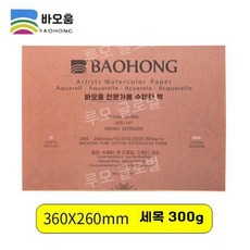 루모 바오홍 아티스트 300g 전문가용 종이 중목 황목 세목 워터칼라 수채화 4k, 16. 360X260 파인 라인