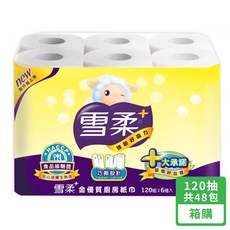 雪柔 金優質廚房紙巾 120組x6捲x8串 箱購, 48個, 120張