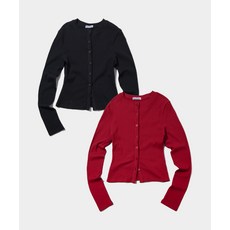 플레이스 스튜디오 PLACE STUDIO 롱 골지 버튼업 슬림핏 라운드넥 니트 가디건 2COLOR