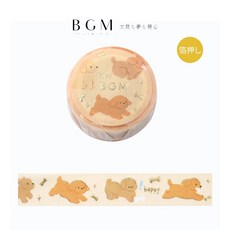 莫莫日貨 2024年1月新品 BGM Life系列燙金金箔和紙膠帶 小狗圖案 LGCA114, 1個