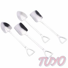 투요 사각 스텐 삽 모양 티스푼 아이스크림스푼 빙수스푼 요거트숟가락, 1삽모양티스푼-삼각형