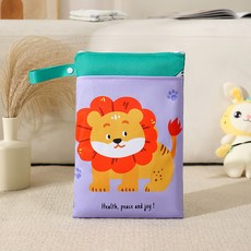 【台灣出貨】卡通尿不溼收納袋 嬰兒紙尿褲收納袋 寶寶尿片收納包 尿不濕分裝袋 便攜收納袋 嬰兒車掛袋 紙尿褲收納袋, 獅子