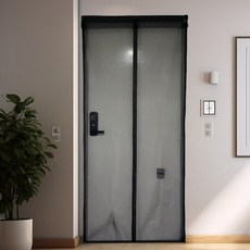 블랙 자석모기장 벨크로일체형 현관방충망 90, 방문/현관 90x210-블랙(벨크로)