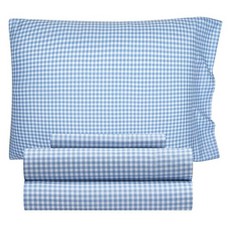 ECLATIS HeriTAG 태그e Kids 3피스 트윈 시트 세트 깅엄 라이트 블루 탑 시트 매트리스 커버 및 베개 포함 어린이 방 객실 292825, 깅엄 블루