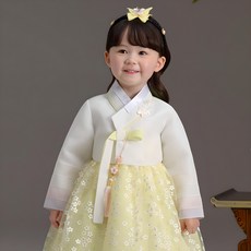 TheyeHanbok 女童款884淺黃色韓服組