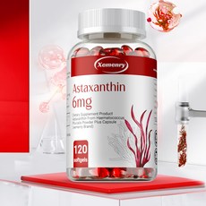 아스타잔틴 6mg 심혈관 건강 증진 신진대사 촉진 혈액 순환 개선 에너지 증진 면역 체계 강화 비GMO 및 비글루텐, 1개, 60정