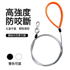防咬狗鏈牽引繩鋼絲狗繩寵物用品寵物防咬繩多規格現貨, 1個, 透明包膠