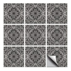 PVC 타일 시트지 세트 다양한 패턴 방수 주방 욕실 리폼 장식 10x10cm 1세트 총 36개, 짙은 무늬