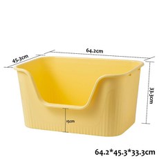 最新爆款開放式加大貓砂盆貓砂盆開放式貓砂盆加大貓砂盆送貓砂鏟超大貓砂盆一體式貓砂盆貓咪廁所振風, 方型加大款-黃色, 1個