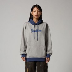 디키즈 커시브 로고 투톤 후디 Melange Gray 187454