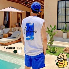 【OPB】加州夏日 寬肩背心 熱帶度假風 20支純棉 運動背心 無袖背心 健身背心
