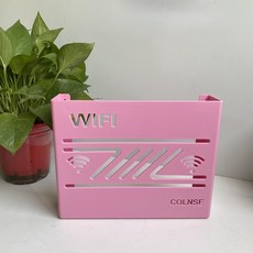 까마느 공유기 셋톱박스 와이파이 벽걸이 보관함, 분홍색(대형), 1개