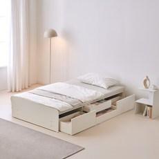 동서가구 온숨 황토볼 온열 무헤드 2단 4서랍 아쿠아텍스 수납 흙침대, 화이트, 그레이, 침대 화이트 보료 그레이