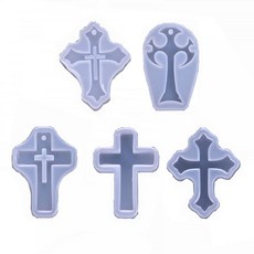 2 5피스 십자형 실리콘 펜던트 DIY 몰드 레진 주조 세트 공예 주얼리 제작 수지