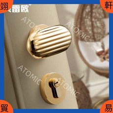 AT可開統編 門鎖金色靜音磁吸房門鎖輕奢法式室內門鎖臥室分體式木門鎖, 銀色【面包】,【升級款】磁吸門鎖+合頁+門吸, 1個