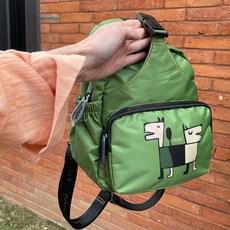 迷你女孩 DG6235 雙狗背帶背包, 綠色