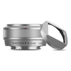 SG-image 深光鏡頭 AF 25mm F1.8 自動對焦定焦鏡頭金屬遮光罩組 富士 FUJIFILM X 銀色, 銀色 X卡口