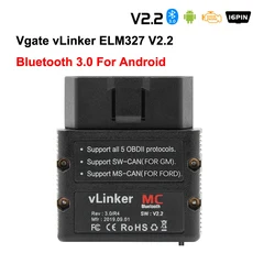 Vgate-vLinker MC ELM327 블루투스 4.0 OBD 2 wifi 자동차 진단 안드로이드 IOS 스캐너 도구, 01 China Mainland