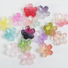 유리 미니 꽃 비즈 플라워 투톤 포인트 팔찌 키링 부자재, 1세트, A0667. 미니 벚꽃 믹스(랜덤)