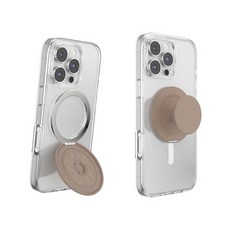 PopSockets MagSafe용 킥아웃 그립 세로 또는 가로용 조절 가능한 킥스탠드 자석 스탠드 - 실버, Latte