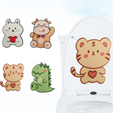 동물 캐릭터 화장실 변기 뚜껑 스티커 욕실 탈취 향균 포인트 장식용 데코, 공룡