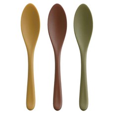 AKEBONO 曙產業 滑順咖哩匙組, 1組, 咖哩匙 3入, 米色 + 棕色 + 綠色